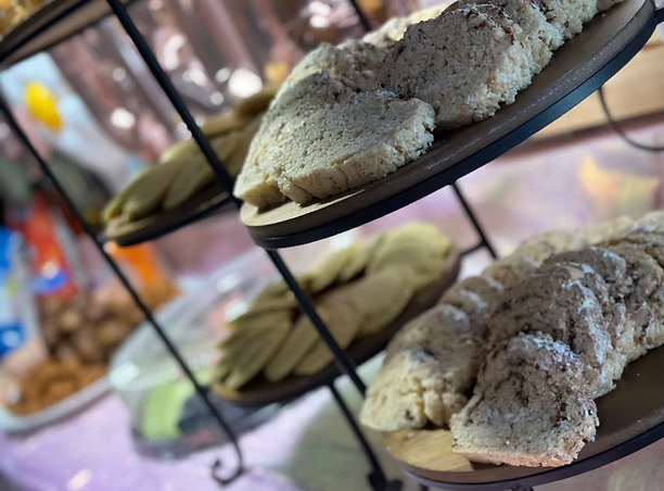 Tiered display of fresh-baked cookies for a kids party