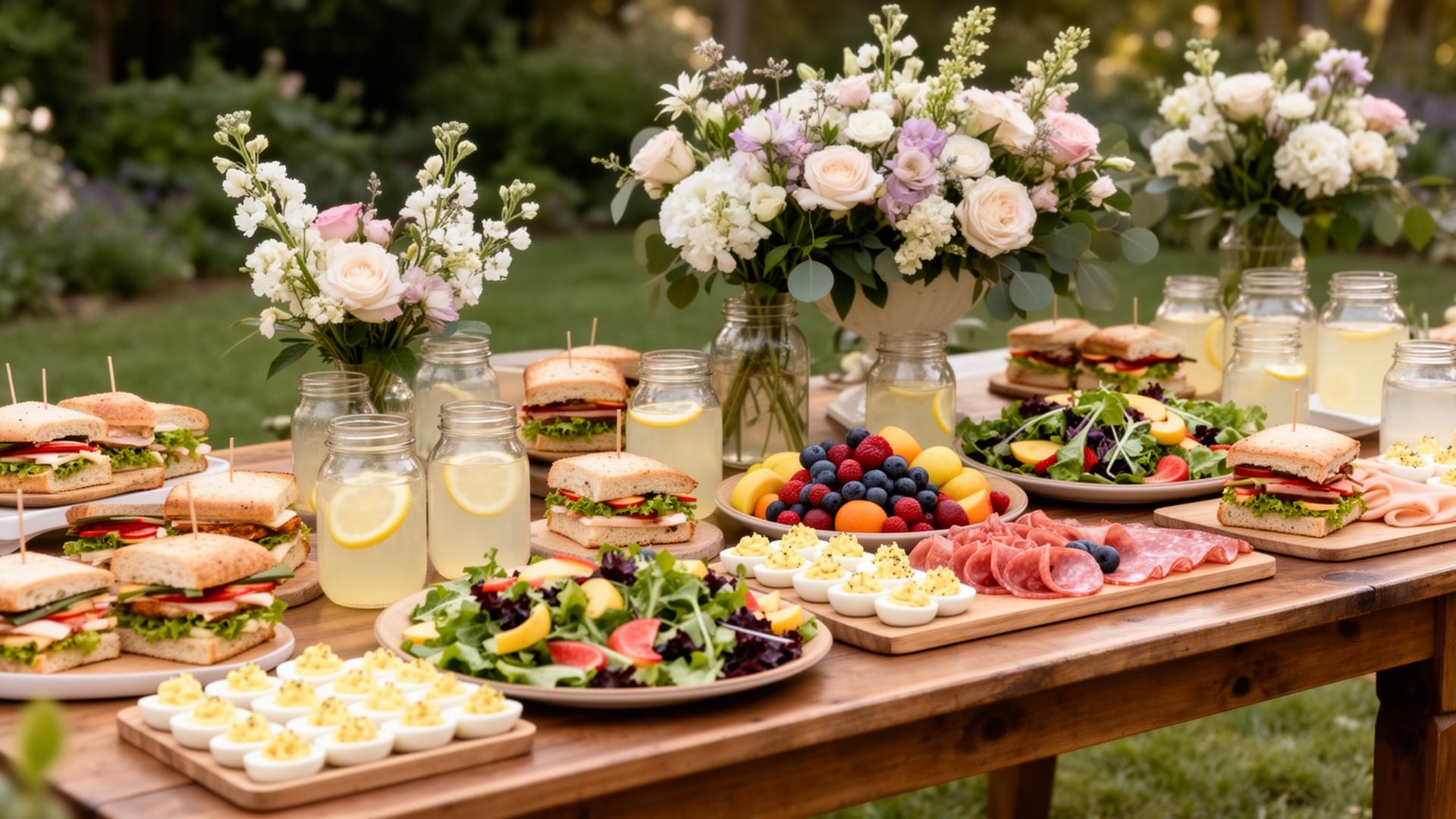 Mad Hatter Cafe catering spread for a Salisbury MD wedding